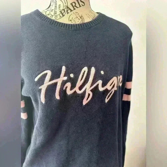 TOMMY HILFIGER Crew Neck Cotton 5% Cashmere Pullover Jumper Sweater Women Size S - Picture 5 of 9